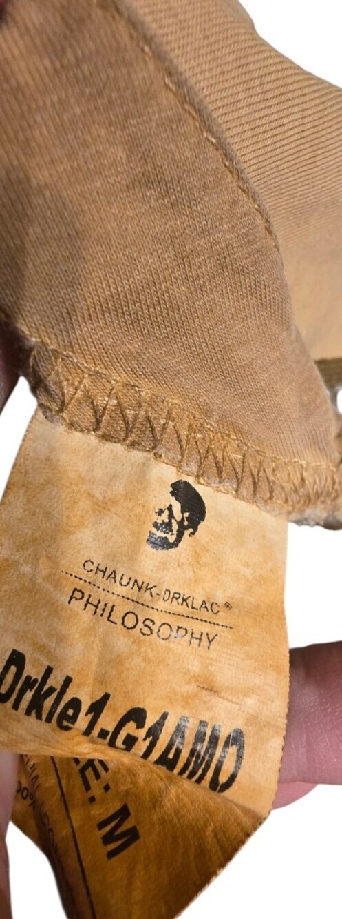CHAUNK ORKLAD PHILOSOPHY Drkle1 G1AM0 Tan Cold Dyed Cotton Mesh Panel T Shirt - Picture 12 of 14